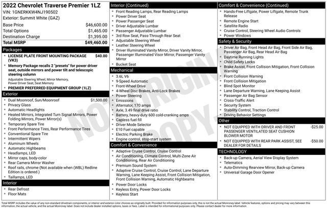 2022 Chevrolet Traverse Premier