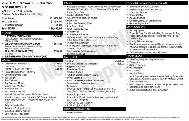 2020 GMC Canyon 2WD SLE